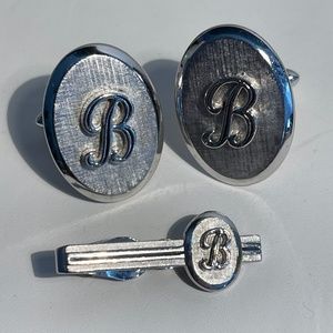 Swank Cuff Links & Tie Bar Set - Initial B